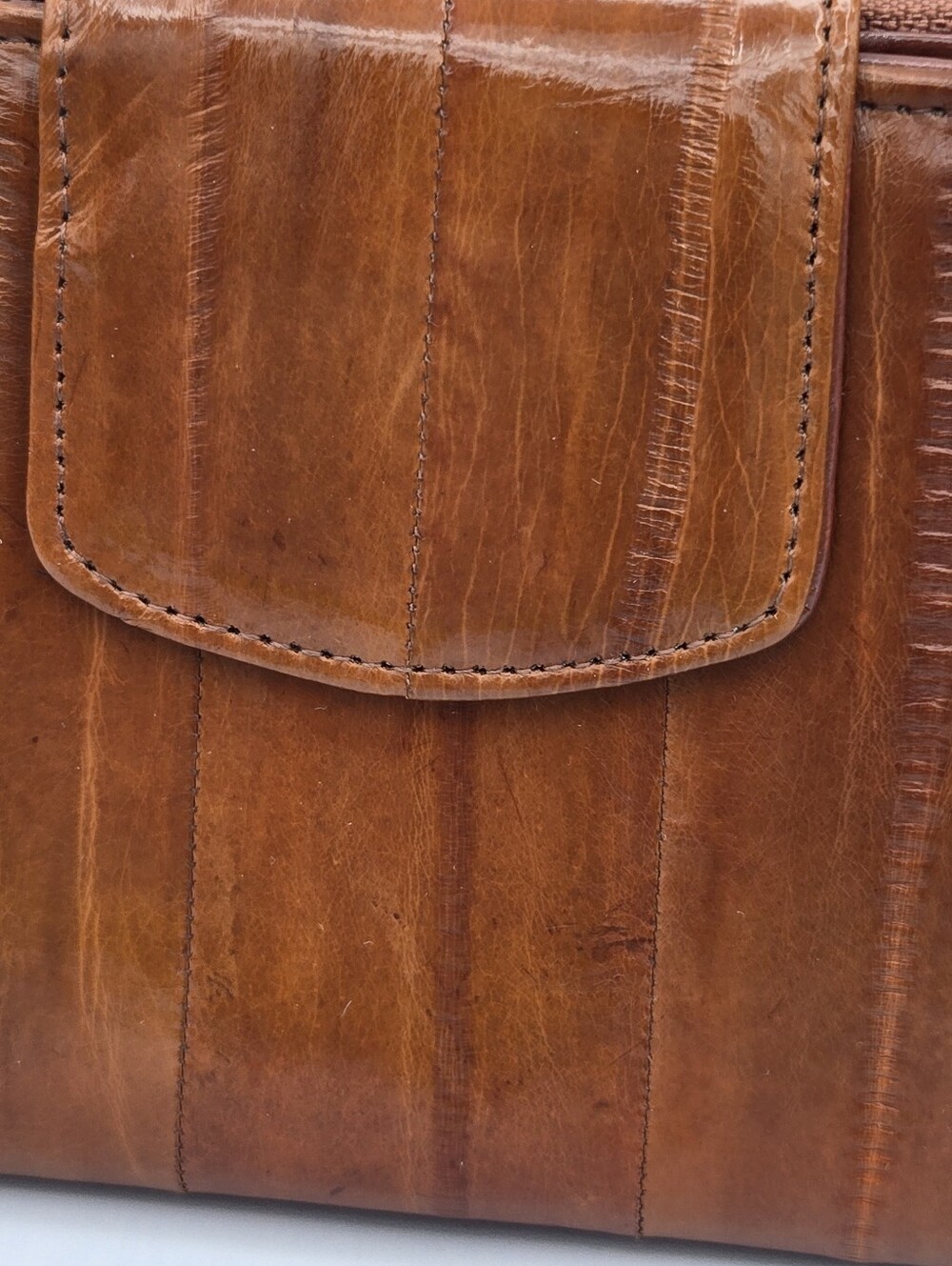 Lee Sands Brown Tan Genuine Eelskin Continental Wallet Vintage Clutch - Picture 4 of 14